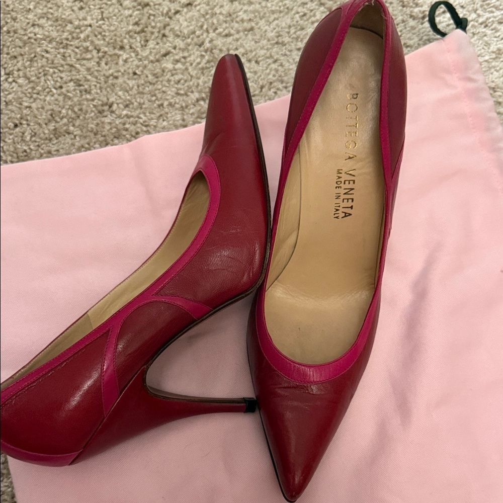 Bottega Veneta Red and Pink Heels
